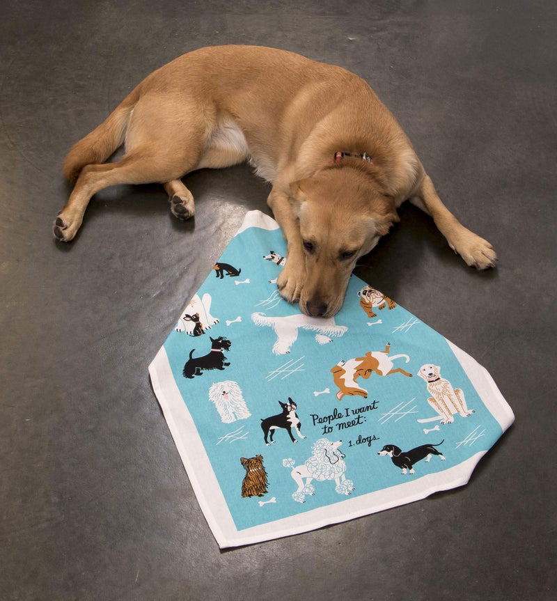 Blue Q People I Want to Meet: Dogs! Dish Towel - Funny Kitchen Towels, 100% Cotton, Durable, Soft & Super Absorbent, Machine Washable, Screen-Printed, Vibrant Colors, Gift Ideas, Size 28" x 21" - Image 3